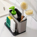 Stainless Steel Space-Saving Soap Dispenser & Utensil Rack
