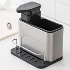 Stainless Steel Space-Saving Soap Dispenser & Utensil Rack