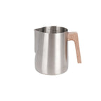 Stainless Steel Wood-Handle Milk Pitcher (Internal Scale)