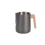 Stainless Steel Wood-Handle Milk Pitcher (Internal Scale)