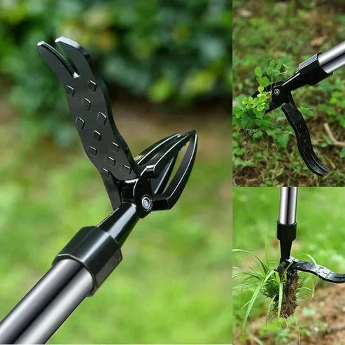 Stand-Up Weed Puller Long Handle & Foot-Pedal 4-Prong Claws