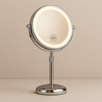 Standing Makeup Mirror 10X Magnification LED Lighting & Adjustable Height