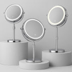 Standing Makeup Mirror 10X Magnification LED Lighting & Adjustable Height