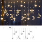 Star Curtain Lights 100 LEDs Warm White Timer