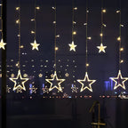 Star Curtain Lights Warm White Timer & Extra-Long Cord