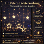 Star Curtain Lights Warm White Timer & Extra-Long Cord
