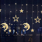 Star Curtain Lights Warm White Timer & Extra-Long Cord