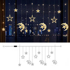 Star Curtain Lights Warm White Timer & Extra-Long Cord
