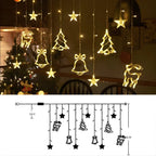 Star Curtain Lights Warm White Timer & Extra-Long Cord