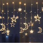 Star Curtain Lights Warm White Timer & Extra-Long Cord
