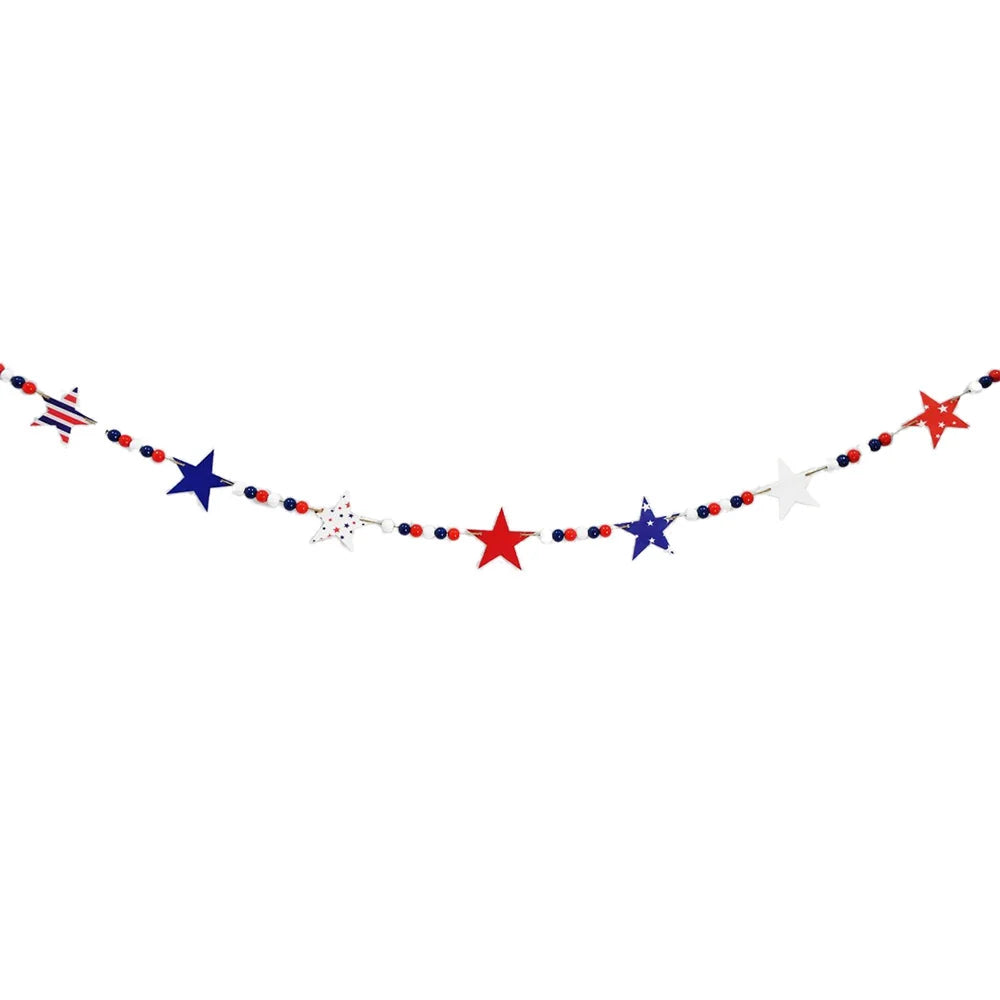 Star Garland Multicolor Red White Blue Indoor & Outdoor