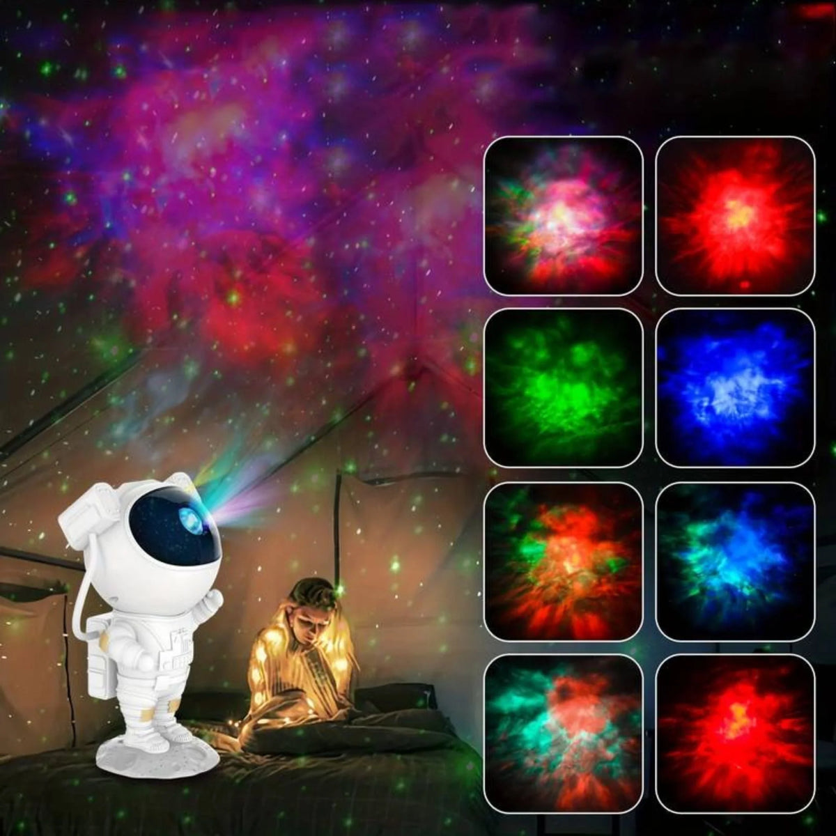 Star Projector Lamp Astronaut Design Dimmable Remote & Timer