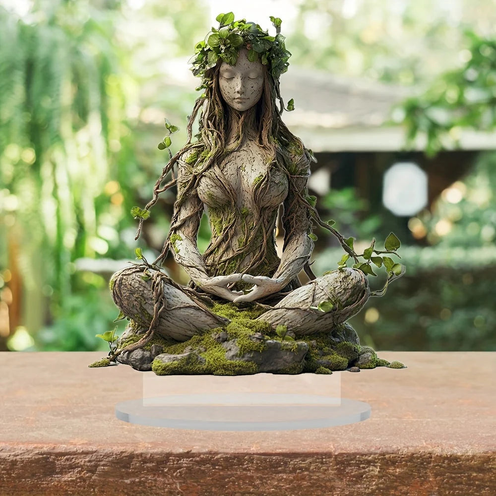 Statue Seated Bohemian Clear Acrylic 20 cm