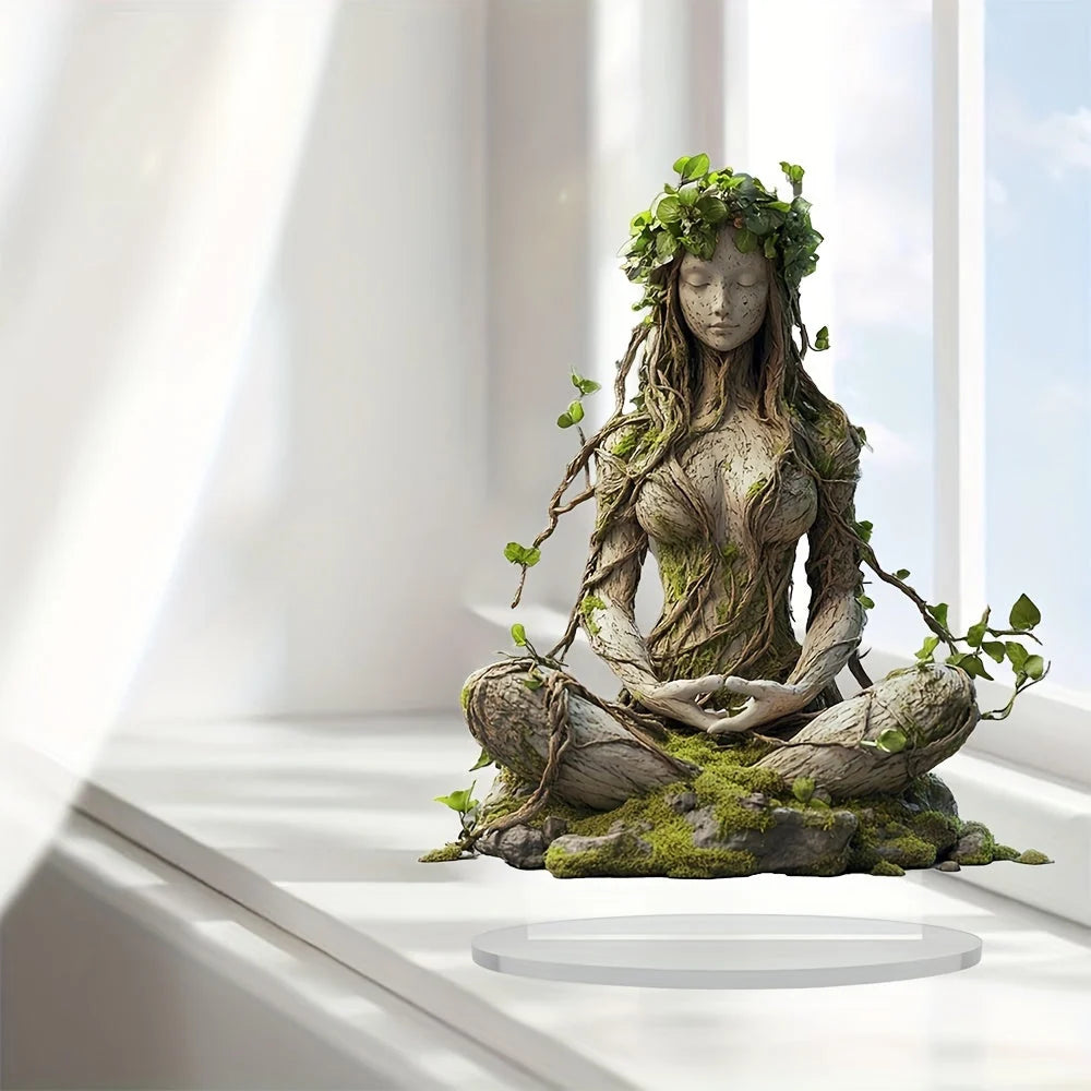 Statue Seated Bohemian Clear Acrylic 20 cm