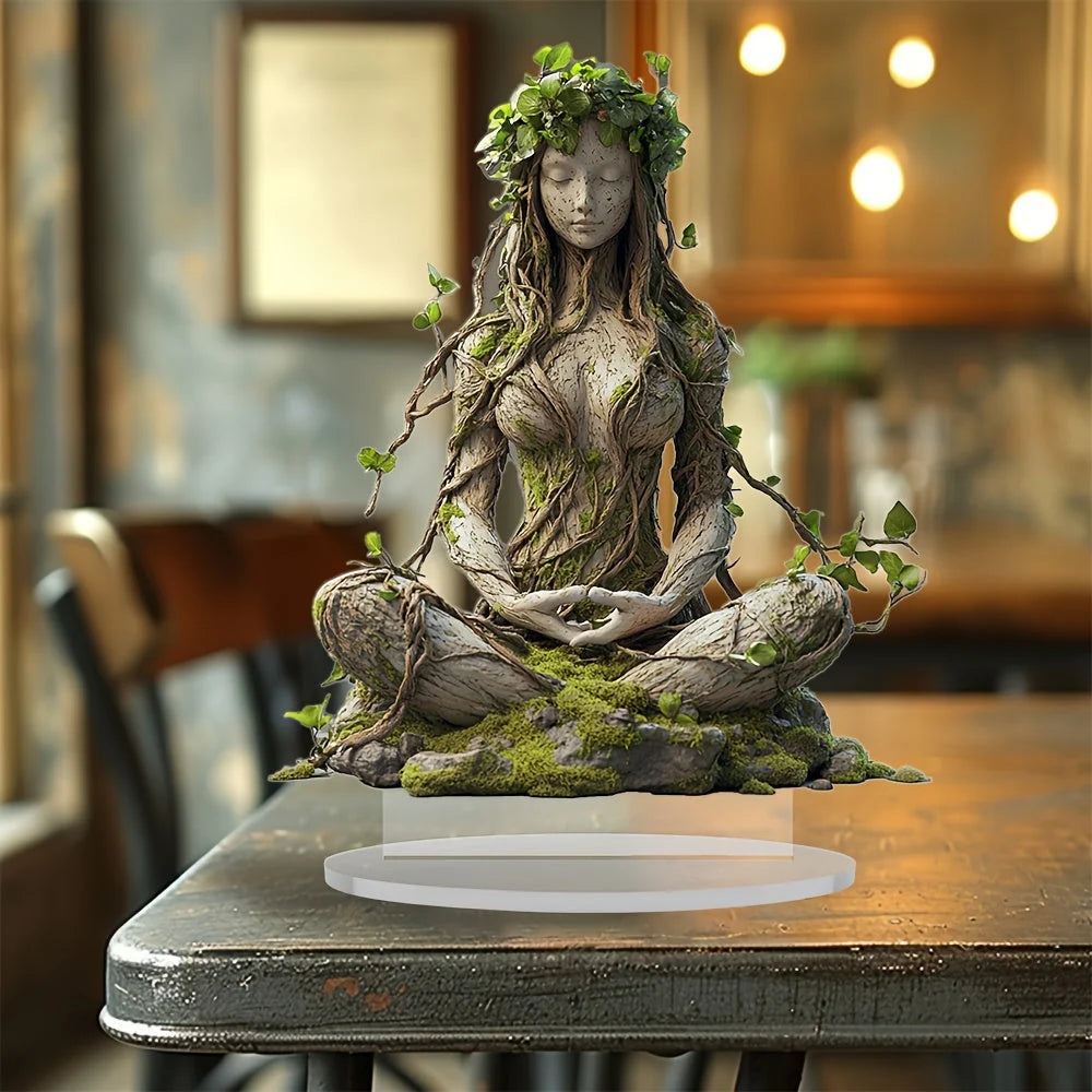 Statue Seated Bohemian Clear Acrylic 20 cm