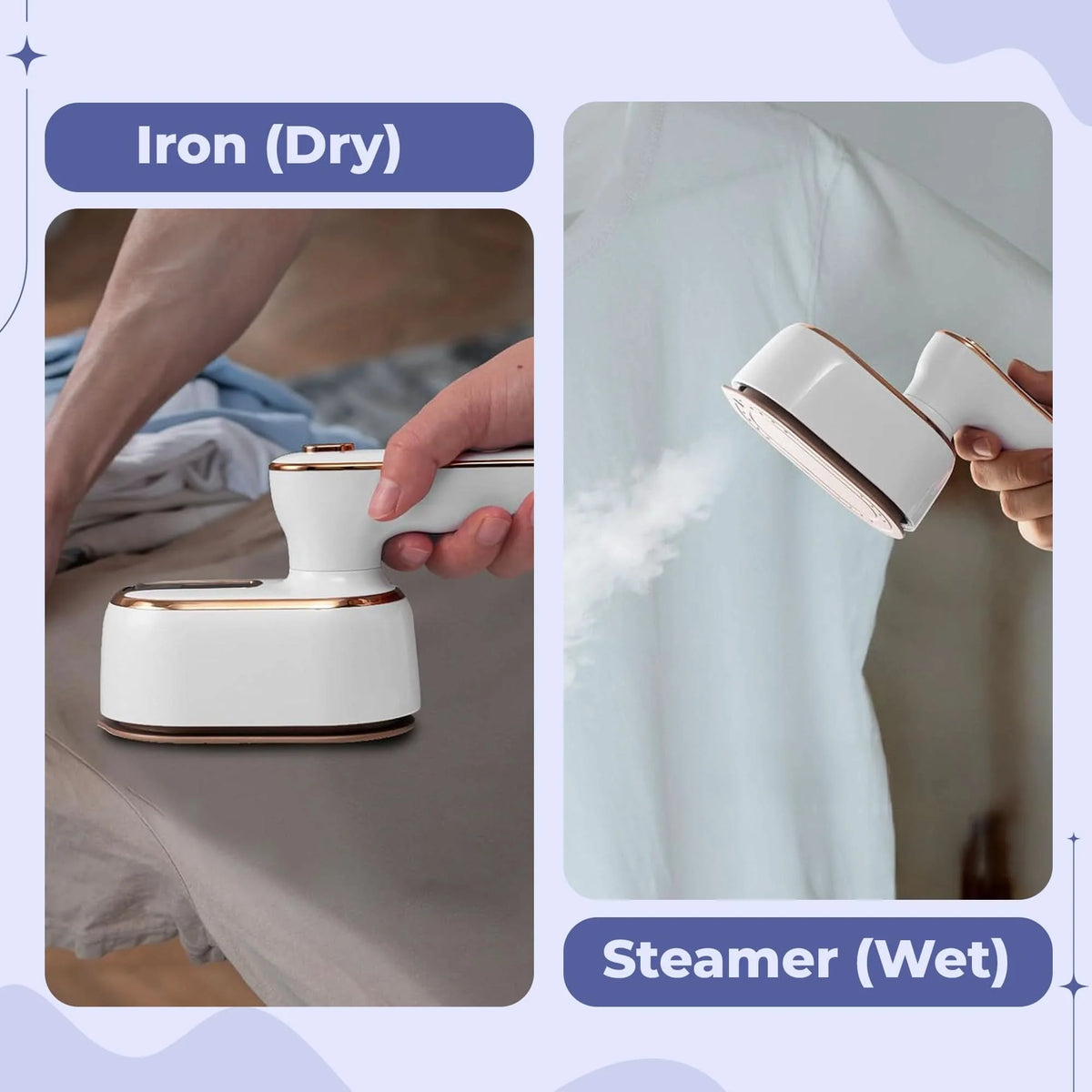 Steam Iron Titanium Plate Travel-Friendly 1000W