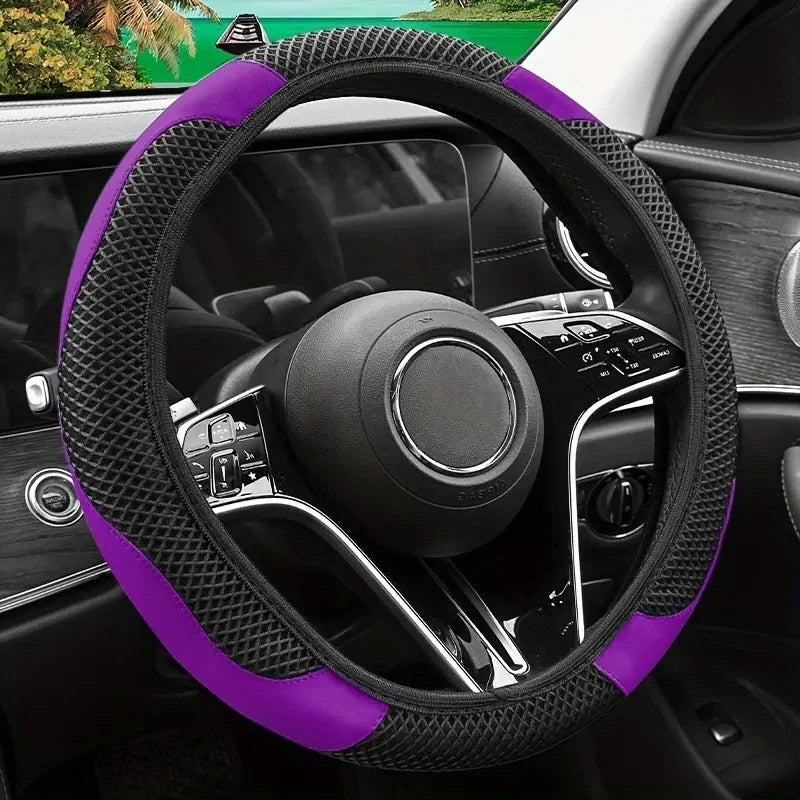 Steering Wheel Cover Carbon Fiber Texture & Breathable Anti-Slip