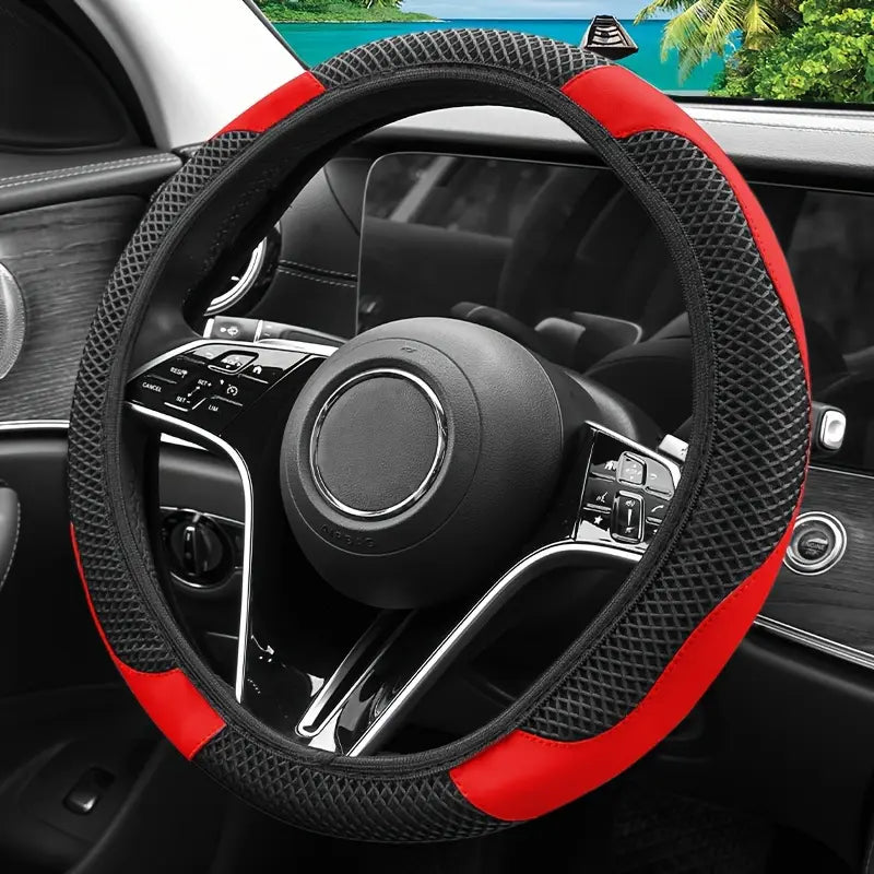 Steering Wheel Cover Carbon Fiber Texture & Breathable Anti-Slip