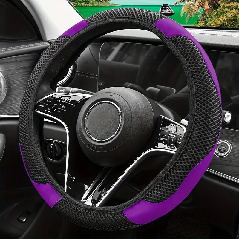 Steering Wheel Cover Carbon Fiber Texture & Breathable Anti-Slip