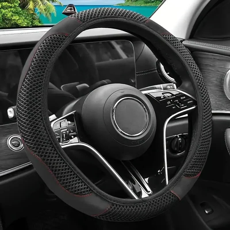 Steering Wheel Cover Carbon Fiber Texture & Breathable Anti-Slip