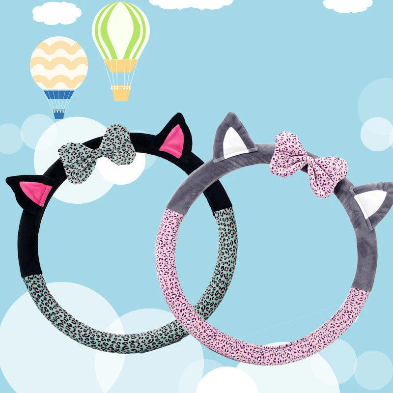 Steering Wheel Cover Cashmere Plush Cat-Ear Universal Fit