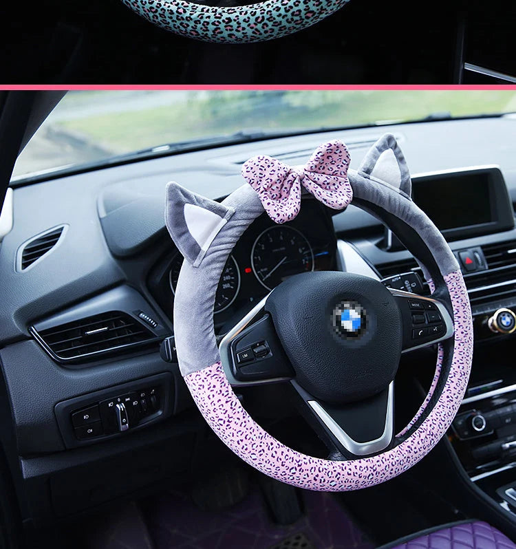 Steering Wheel Cover Cashmere Plush Cat-Ear Universal Fit