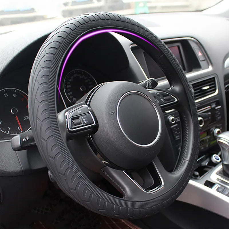 Steering Wheel Cover Crocodile-Texture Massage Nodules Fits 14–16 Inch