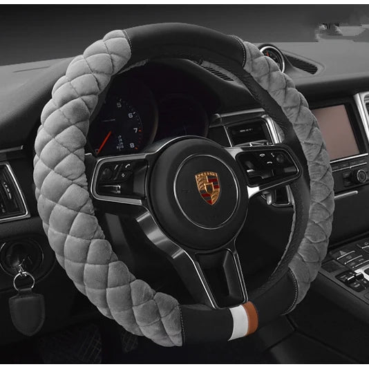 Steering Wheel Cover Quilted Diamond Padded Grip 15-Inch Fit
