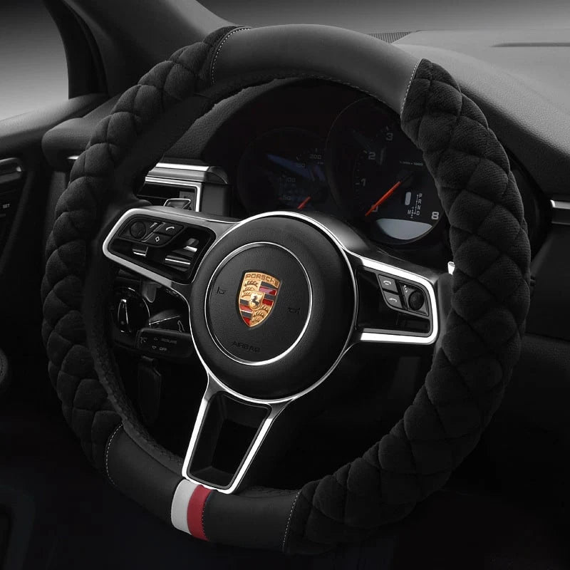 Steering Wheel Cover Quilted Diamond Padded Grip 15-Inch Fit