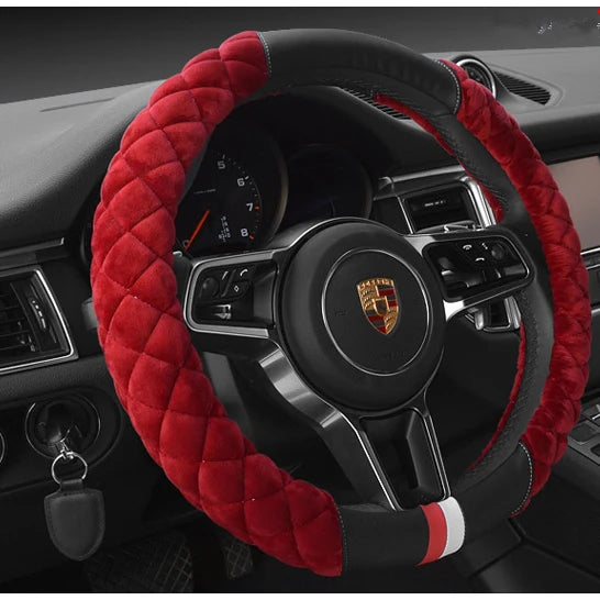 Steering Wheel Cover Quilted Diamond Padded Grip 15-Inch Fit
