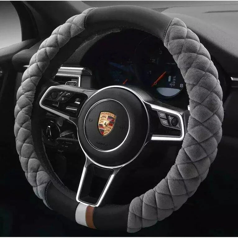 Steering Wheel Cover Quilted Diamond Padded Grip 15-Inch Fit