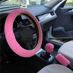 Steering Wheel Cover Wool Plush Non-Slip 15 Inch Fit