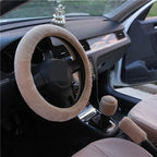 Steering Wheel Cover Wool Plush Non-Slip 15 Inch Fit
