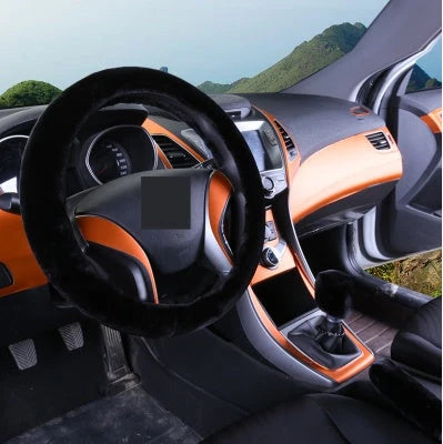 Steering Wheel Cover Wool Plush Non-Slip 15 Inch Fit