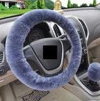 Steering Wheel Cover Wool Plush Non-Slip 15 Inch Fit
