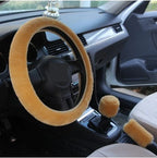 Steering Wheel Cover Wool Plush Non-Slip 15 Inch Fit