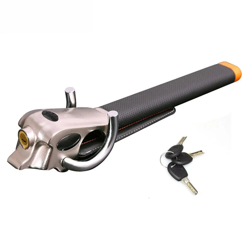 Steering Wheel Lock Three-Directional Locking Leather-Cushioned