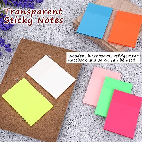 Sticky Notes Transparent No-Residue Adhesive Set of 8