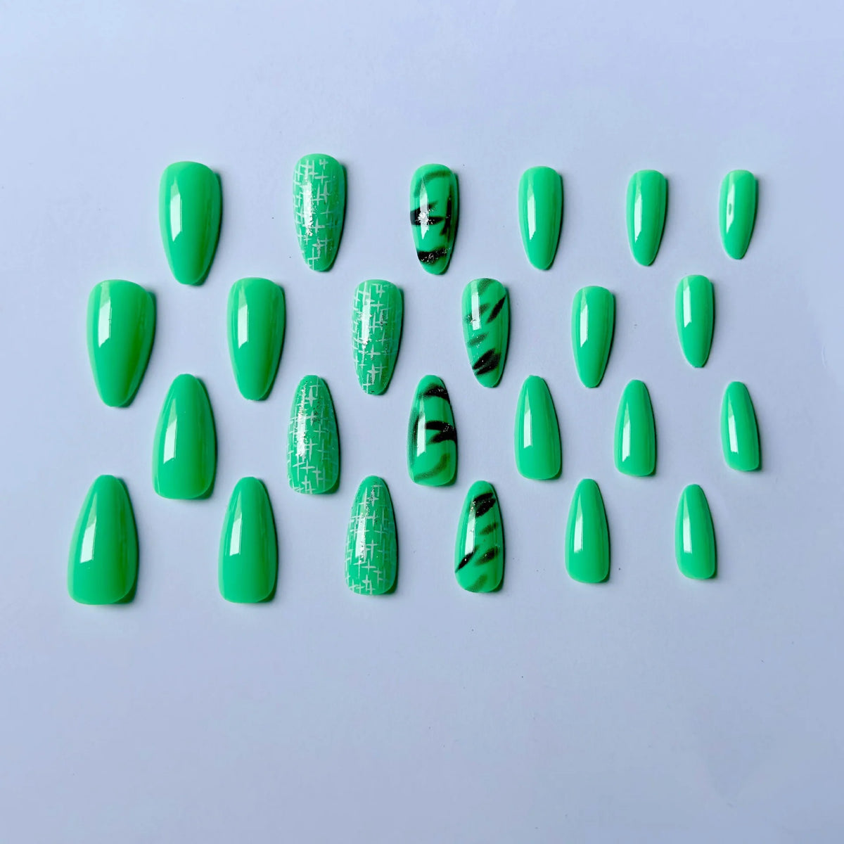 Stiletto Nail Art Set Artistic Green Design Easy Application
