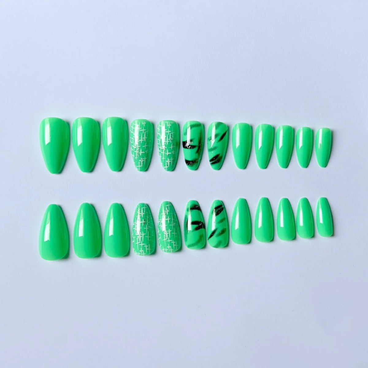 Stiletto Nail Art Set Artistic Green Design Easy Application