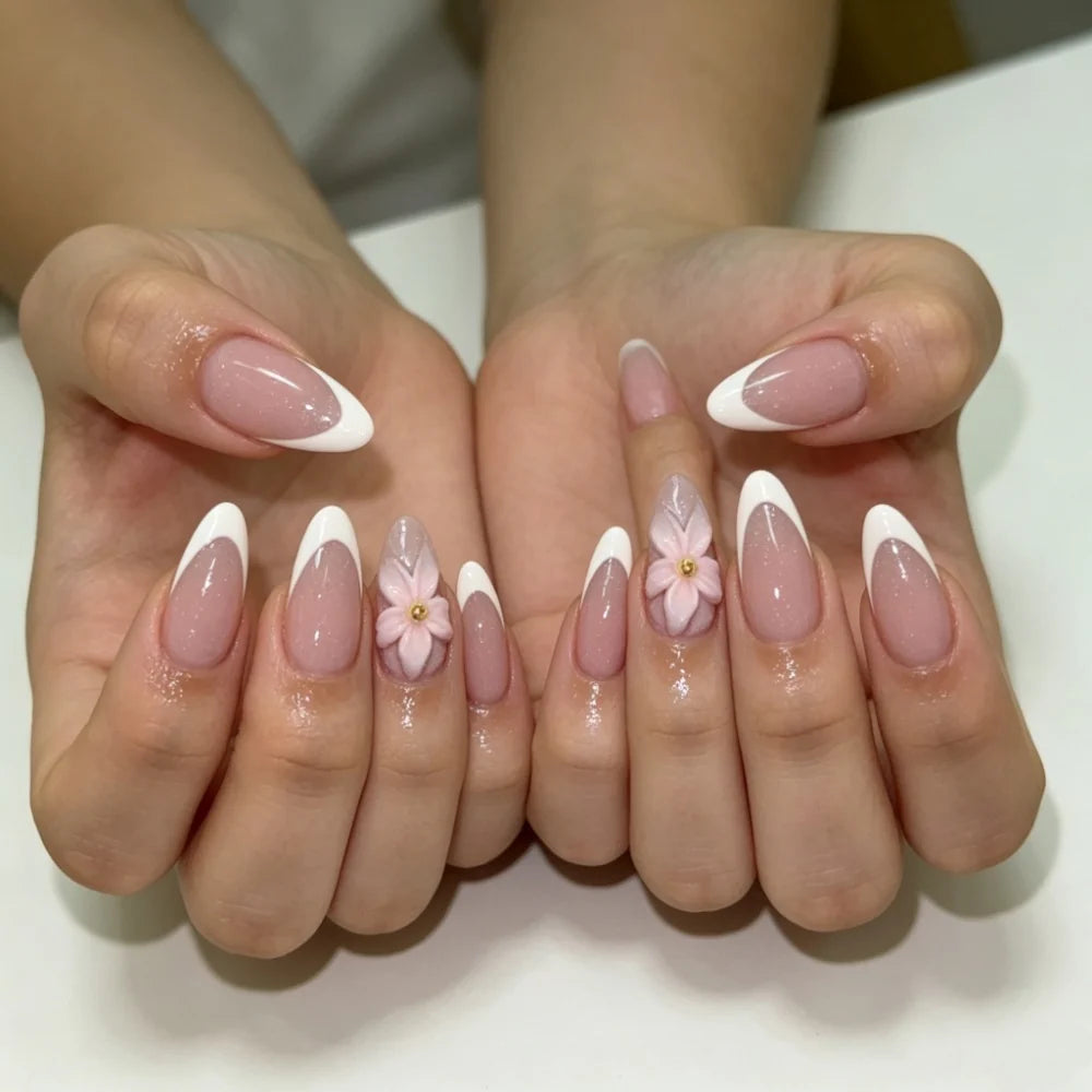 Stiletto Nail Enhancements Floral Embellishments Gelatin & Rolled Strips