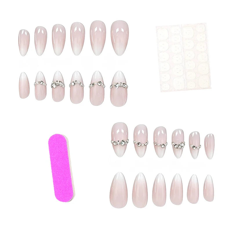 Stiletto Nail Enhancements Rhinestone Embellished Set of 24