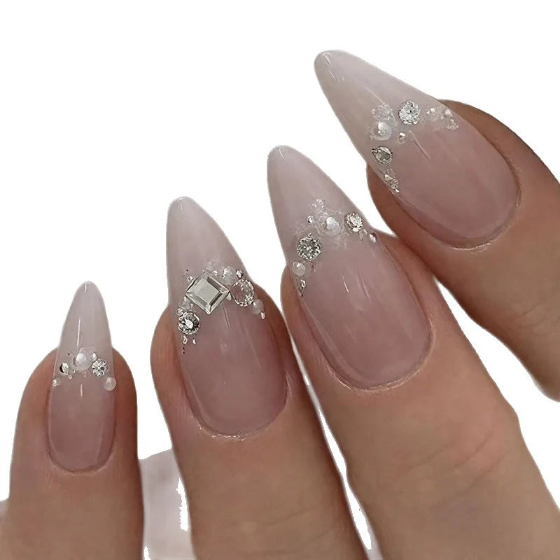 Stiletto Nail Enhancements Rhinestone Embellished Set of 24