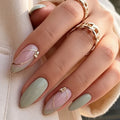Stiletto Nail Extensions Acrylic Gold & Floral Set of 24