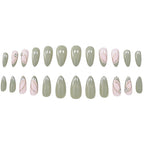 Stiletto Nail Extensions Acrylic Gold & Floral Set of 24