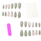 Stiletto Nail Extensions Acrylic Gold & Floral Set of 24