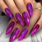 Stiletto Nail Extensions Diamond-Shaped Glitter Finish