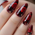 Stiletto Nail Extensions Floral Design Glossy Finish & Chip-Resistant