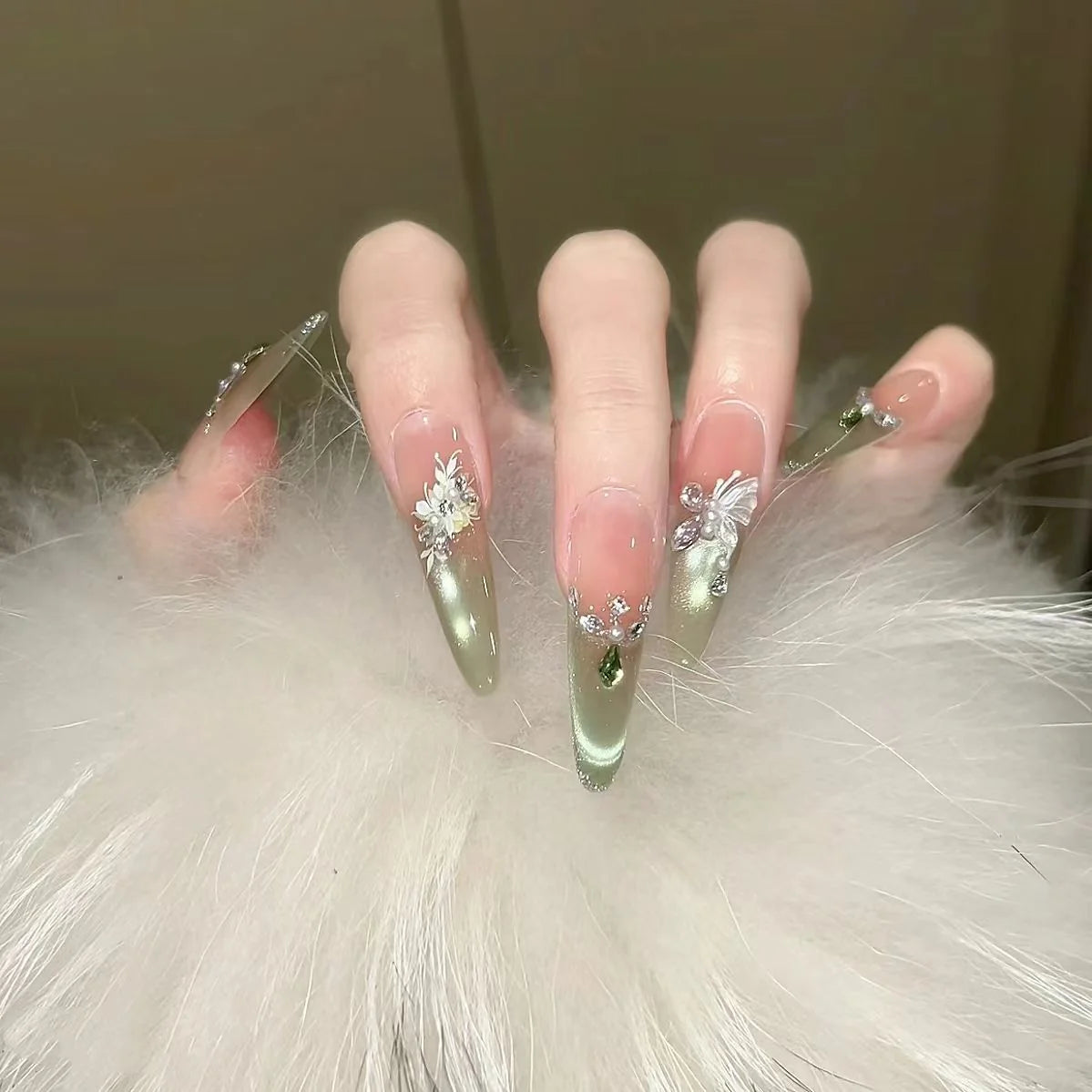 Stiletto Nail Extensions Floral Durable & Easy Application
