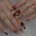 Stiletto Nail Extensions Floral & Star Accents
